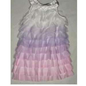 Biscotti Ruffle Ombre Party Special‎ Occasion Dress White Purple Pink Size 7